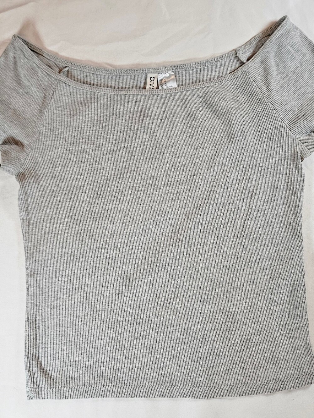 H&M Divided Juniors Gray Ribbed Short Sleeve Off The Shoulder Too Size Medium